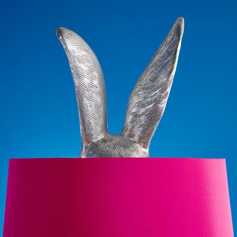 Velká stříbrná stojací lampa Hiding Rabbit, Silver/Pink