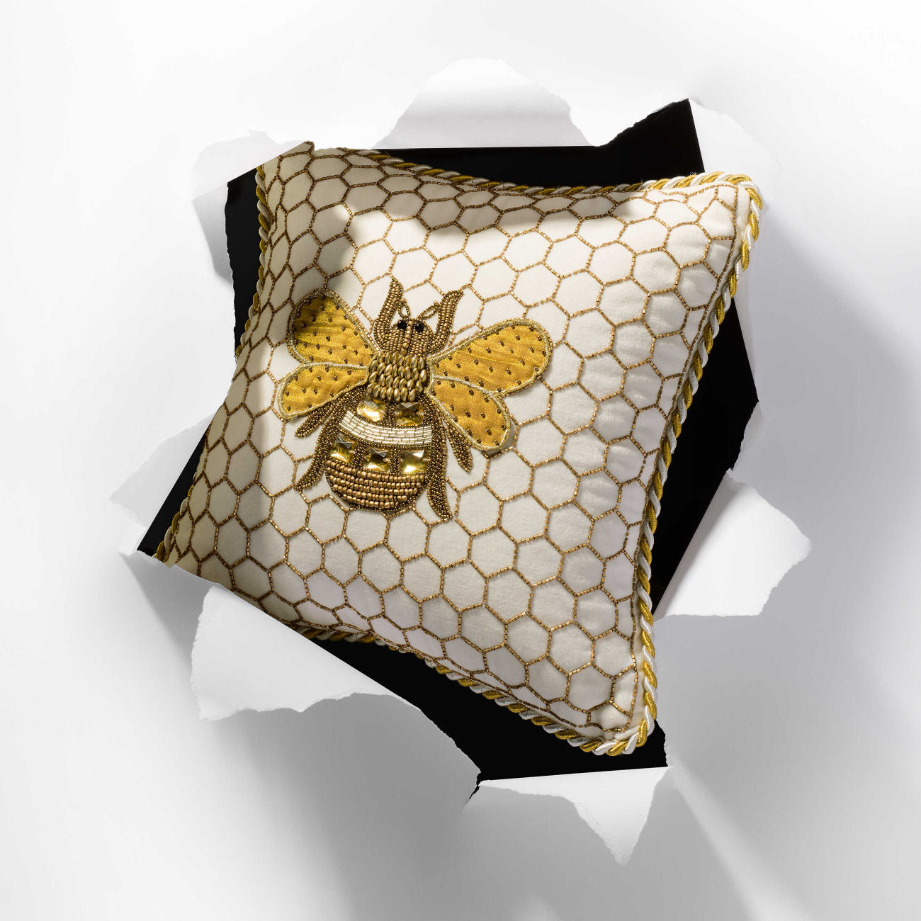 Mackenzie-Childs White Queen Bee Pillow