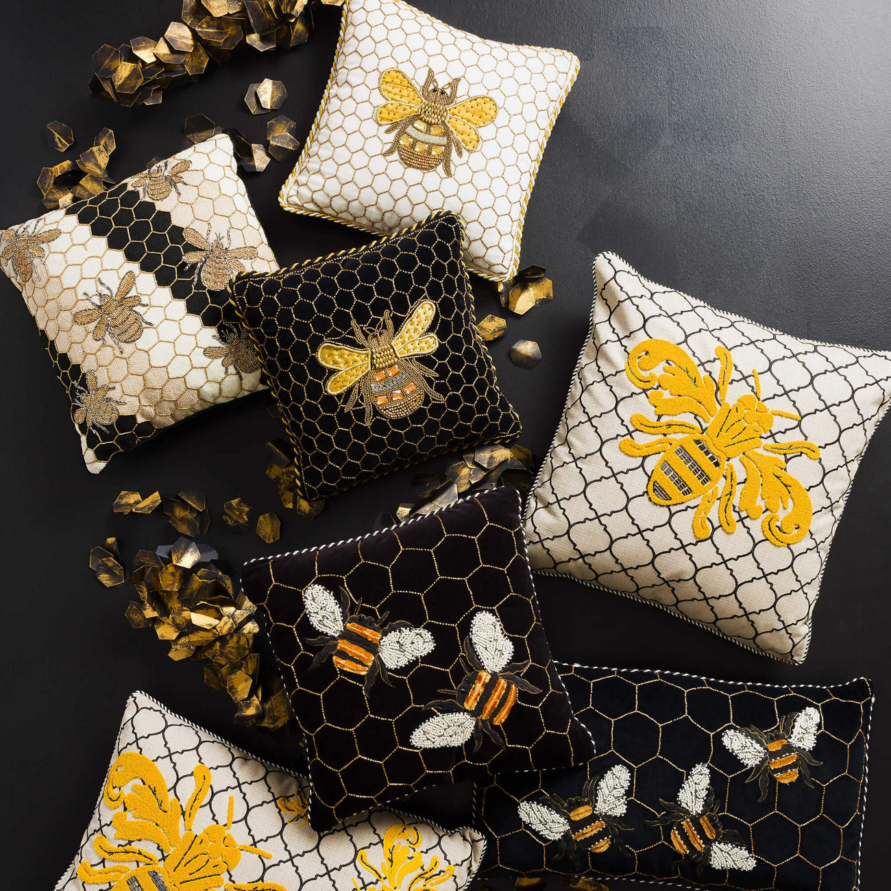 Mackenzie-Childs White Queen Bee Pillow