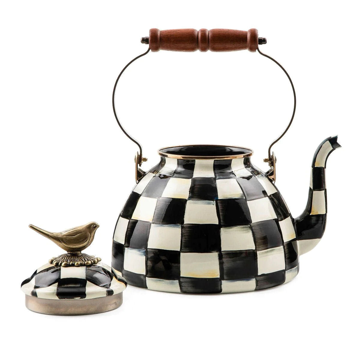 Smaltovaná konvice Mackenzie-Childs 2,84L - COURTLY CHECK Bird