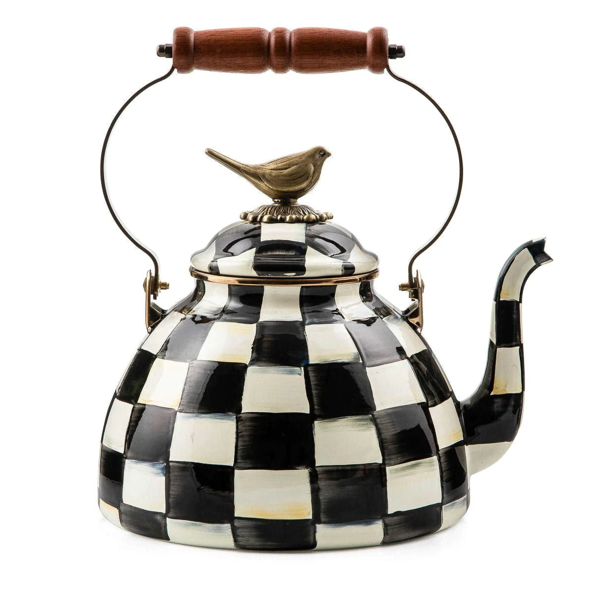 Smaltovaná konvice Mackenzie-Childs 2,84L - COURTLY CHECK Bird