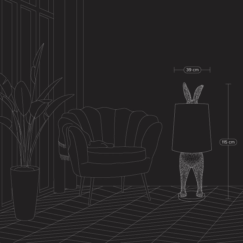 Velká designová stojací lampa Hiding Rabbit - Silver/Black