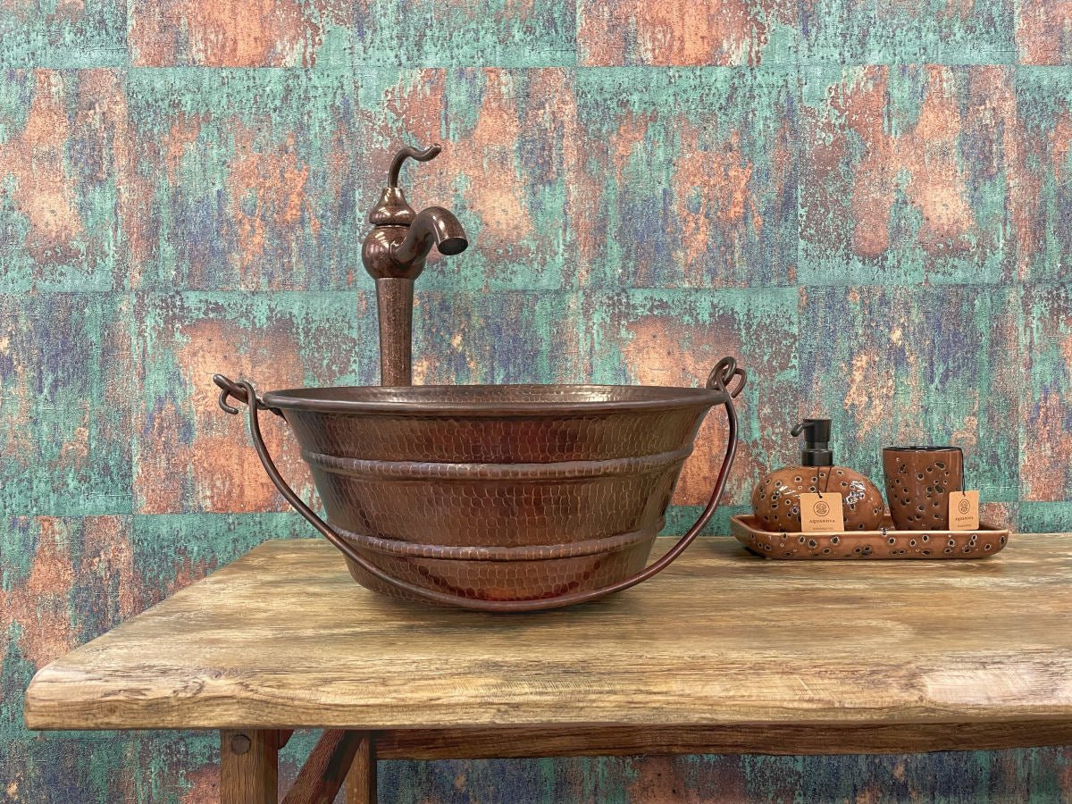 Antique Copper Bathroom Vessel Sink Design Faucet - |VESIMI Design| Luxury and Rustic bathrooms online