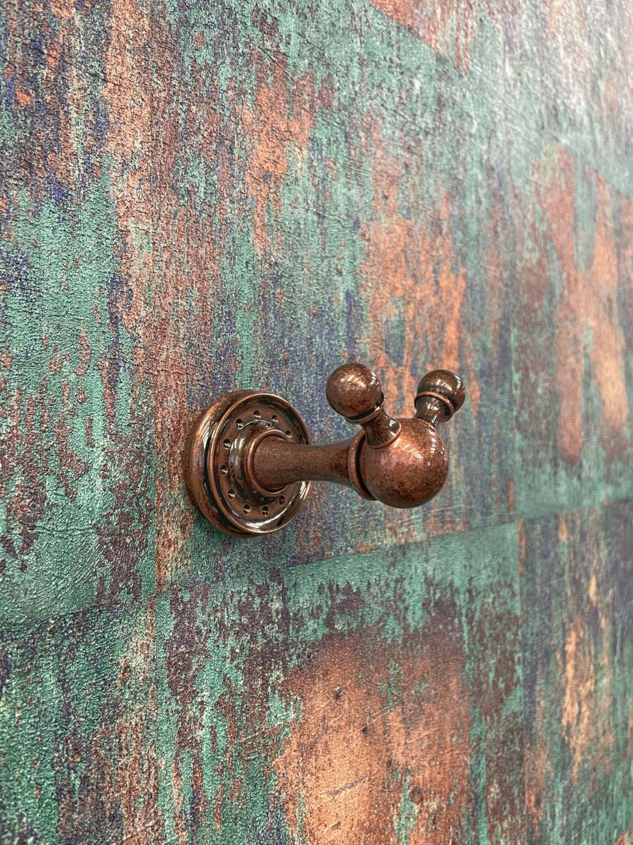 Antique Marble Copper Towel Hook Double - |VESIMI Design| Luxury and Rustic bathrooms online