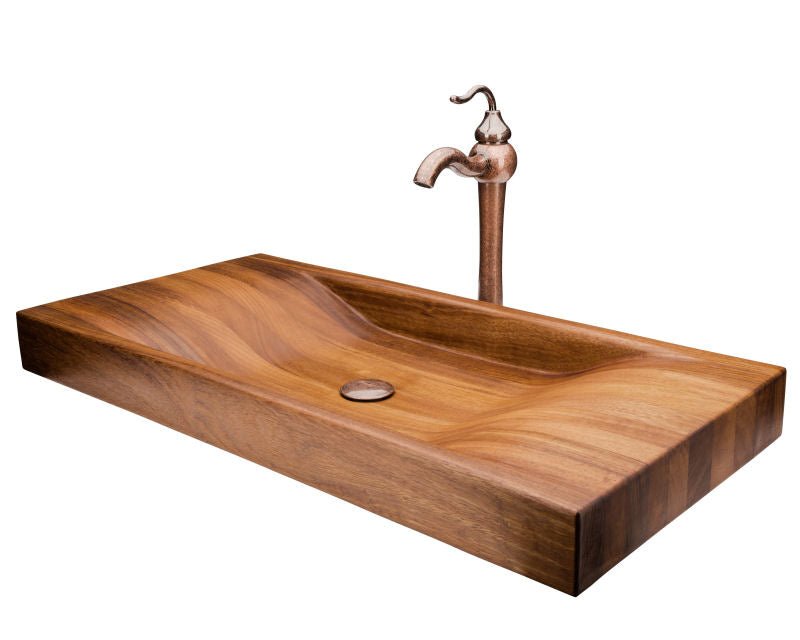 Elegant Design Bathroom Wooden Sink Combo with Antique Marble Faucet - |VESIMI Design|