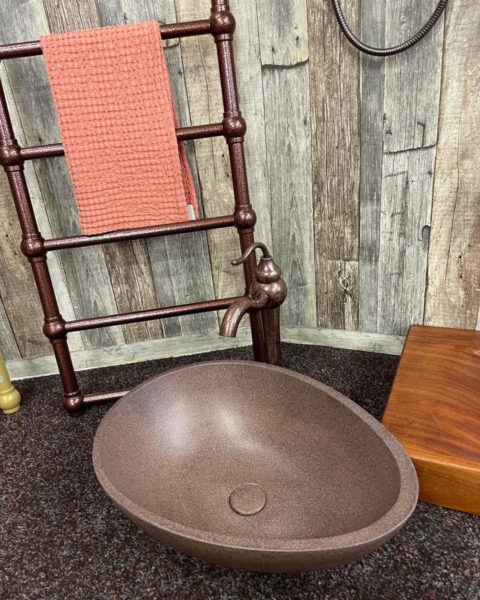 Natural Design Brown Concrete Bathroom Vessel Sink - |VESIMI Design| Luxury and Rustic bathrooms online