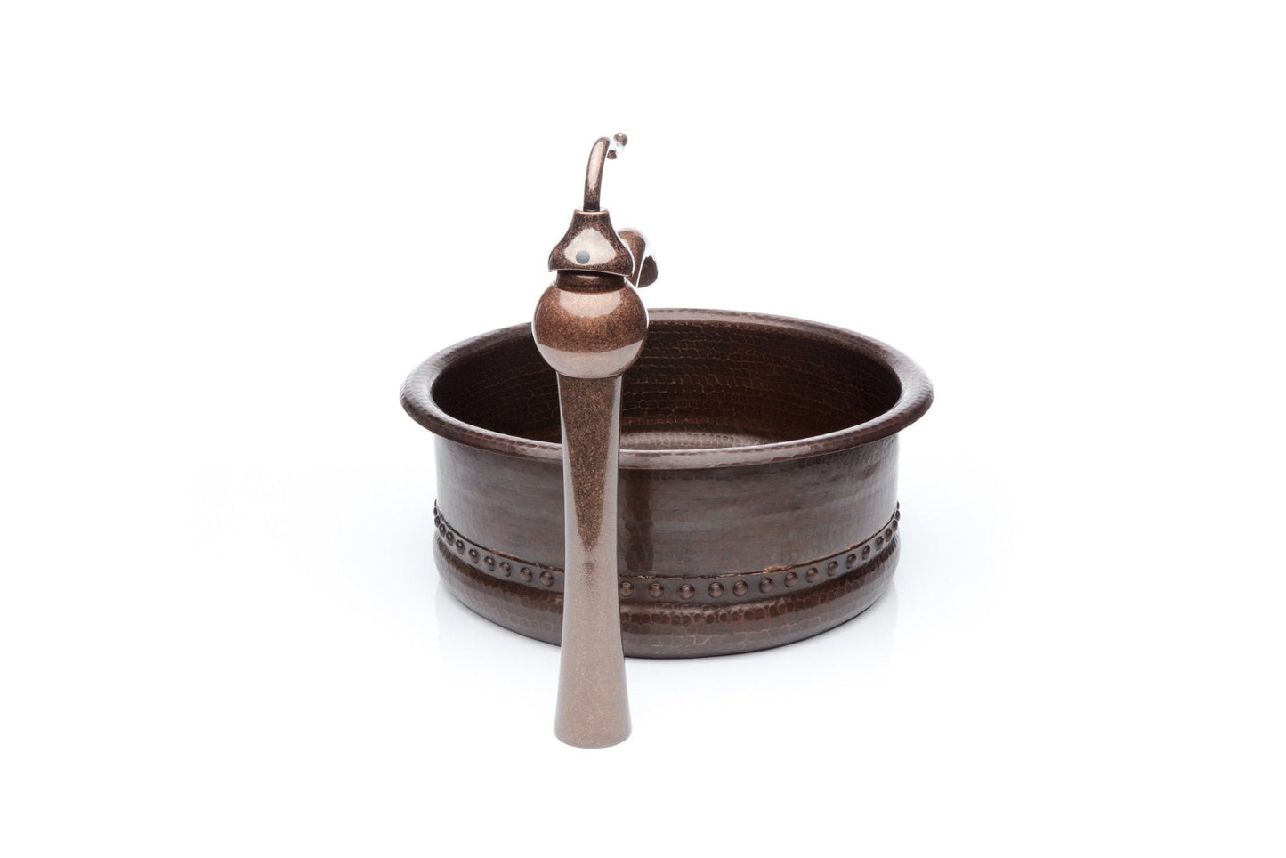 Round Copper Antique Marble Faucet Bathroom Vessel Sink Combo - |VESIMI Design|