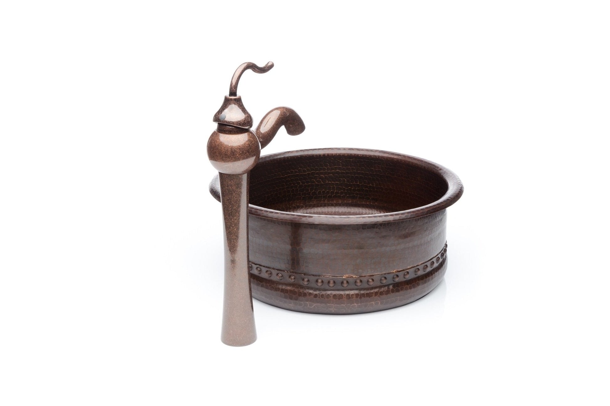 Round Copper Antique Marble Faucet Bathroom Vessel Sink Combo - |VESIMI Design|