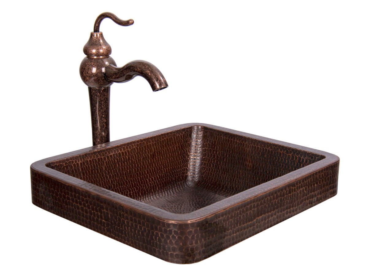 Skirted Copper sink and Antique Marble Bathroom Vessel Sink Faucet - |VESIMI Design| Luxury and Rustic bathrooms online